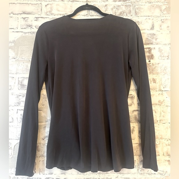 Lush | Long Sleeve Deep V Blouse in Gray - Picture 3 of 6